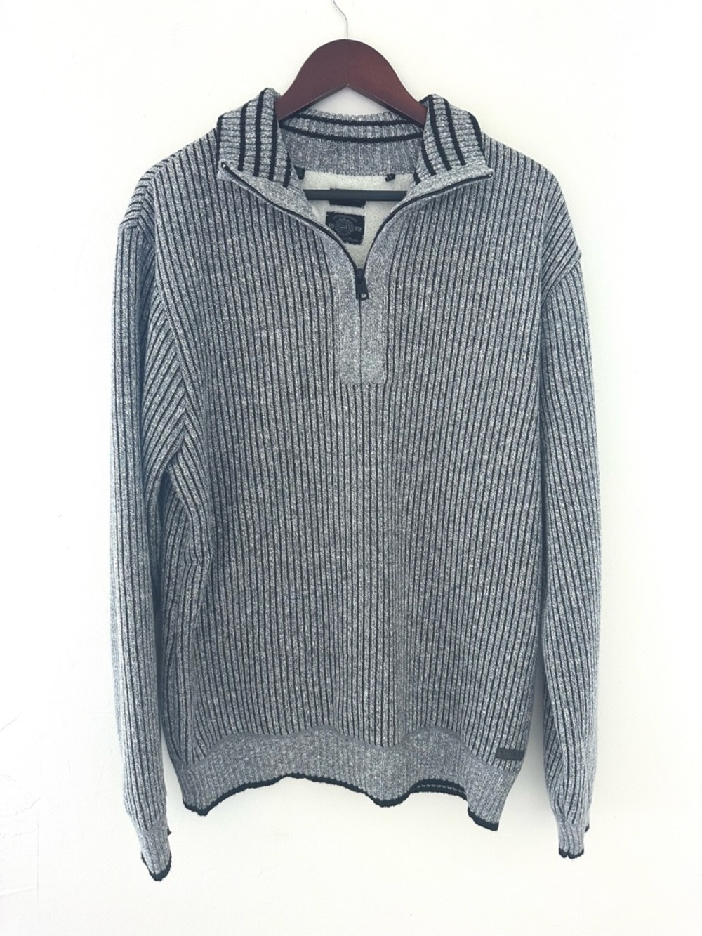 Buffalo David Bitton Gray Ribbed Quarter-Zip Pullover XL / Tall